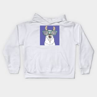 Very Peri Llama with glasses Kids Hoodie